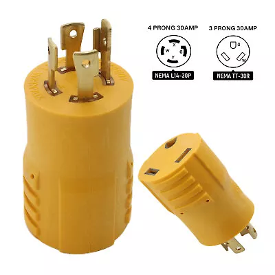 RV Trailer Generator Adapter 30 AMP 4-Prong L14-30P To TT-30R Plug Twist Lock • $13.79