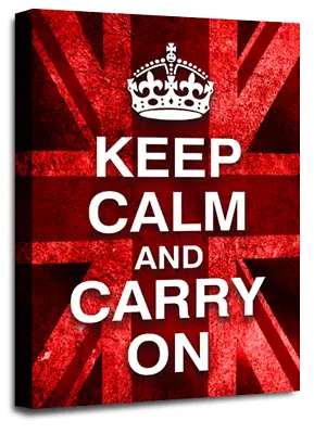 Keep Calm Art Print Red White Carry On Quote Framed Canvas Wall Picture • £29.99
