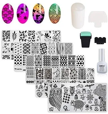 AIMEILI Nail Art Stamping Template Manicure Tool Kit Stainless Steal Plates NEW  • $22.99