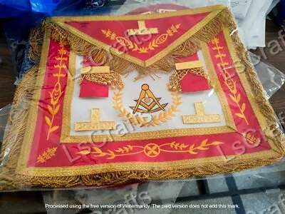 Masonic Regalia Past Master Blue Lodge Gold Machine Embroidery Apron • $55