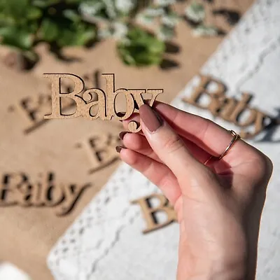 Baby Shower Decorations Confetti Baby Shower Favours Wooden Cut Out Decor Boho • £3.99