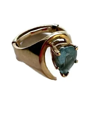 Vintage 14kt Yellow Gold & Pear Shaped  Aquamarine Gemstone Ring Size 5 • $349.99