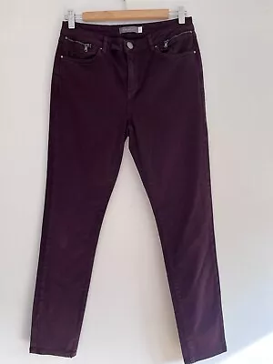 Mint Velvet Jeans UK 12 Purple Zips Skinny Stretch • $18.94