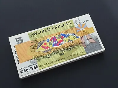 1x UNC Banknote Australian Brisbane World Expo 1988 $5 Dollar Uncirculated • $4.95