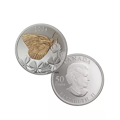 2004 Canada 50 Cents Canadian Butterfly Series-Clouded Sulphur Sterling Silver C • $21.91