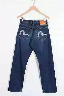 Vintage EVISU Custom Made Button Up Fly Jeans With Adjustable Waist (30) • $215