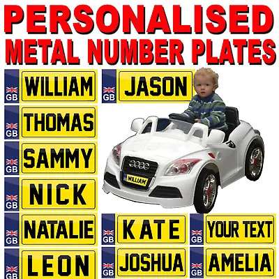£2.99 • Buy 2 X PERSONALISED METAL NUMBER PLATE KIDS RIDE ON PEDAL ELECTRIC CAR Truck Sign
