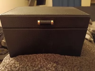 Pottery Barn Quinn Shadow Printed Leather Jewelry Box Small Black Flawless  • $80