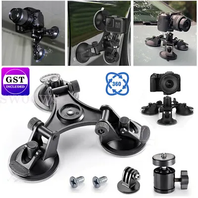 Triple Suction Cup Car Holder Mount For GoPro Hero 10 9 8 7 6 5 DJI OSMO Camera • $18.03
