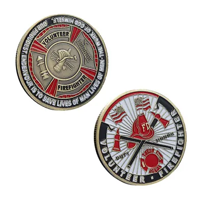 Fire Dept Commemorative Volunteer Firefighter Challenge Coin Medal Retro Coppery • $1.89