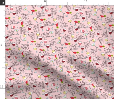 $12 • Buy Martini Happy Red Wine Alcohol Cheers Cuss Words Spoonflower Fabric By The Yard