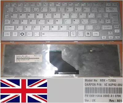 Keyboard Qwerty UK Toshiba NB200 NB201 NSK-TJ00U 9Z.N2P82.00U PK130811A04 Grey • $63.36