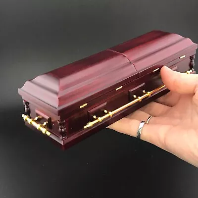 Wooden Miniature Coffin Casket Mahogany Color For 1:12 Dollhouse Funeral Buried • $109