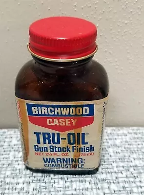 Vintage Birchwood Casey Tru-Oil Gun Stock Finish 2.5 Oz Glass Bottle Paper Label • $4.95