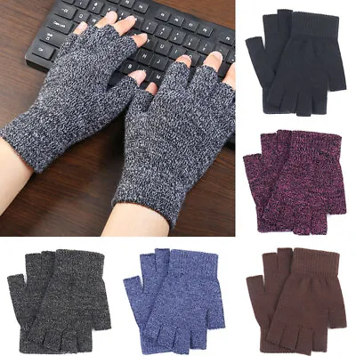 3/1pairs Writting Alpaca Men Knitted Office Fingerless  Finger  Half Gloves Wool • $2.89