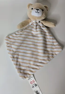 Little Nutmeg Beige Teddy Bear Stripe Baby Comforter Blanket Soft Toy Plush  • £6.94