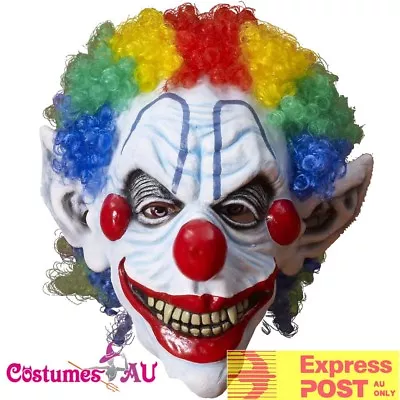 Adult Morris Sinster Mr Mister Creepy Clown Killer Full Head Mask Rainbow Hair • $24.99