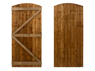 Wooden Garden And Side Gates Arch Top  (v3) Brown Various Sizes • £100.50