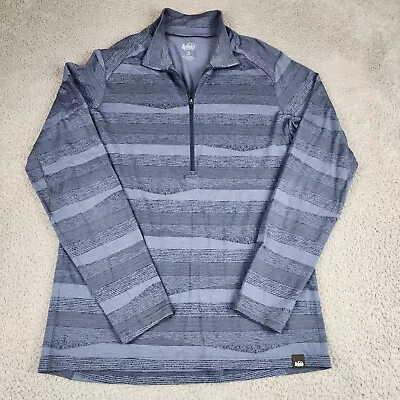 REI COOP Sweater Mens Medium Blue 100% Merino Wool Half Zip Pullover Outdoors • $29.99