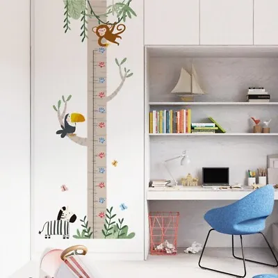 Height Chart Wall Stickers Monkey Zebra Tree Decal Decor Kids Room Nursery Art • £8.59