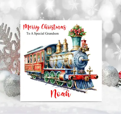 Christmas Card Personalised Steam Train Christmas Card • £2.99