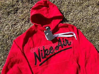 Authentic Nike Air Embroidered Script Red Hoodie - Michael Jordan/Bulls Style • $59.99