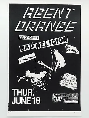 $14.95 • Buy Agent Orange Bad Religion Descendents Valley West La Vintage Punk Concert Poster