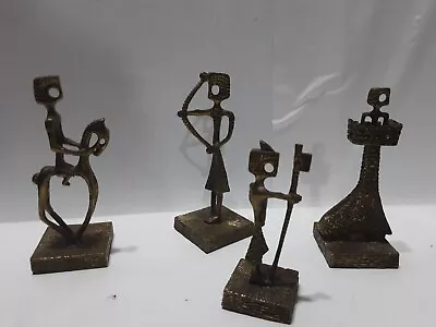 Rare Mcm Brutalist Metal Chess Pieces/sculptures By Listed Artist Aharon Bezalel • $40