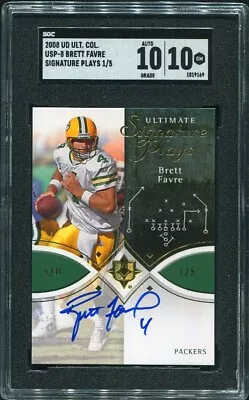 2008 Ultimate Coll Signature  Gold #1/5 Brett Favre Scg 10 Flawless Auto Pop 1/1 • $10.61