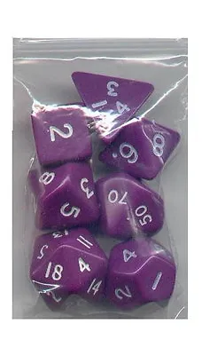 RPG Dice Set Of 7 - Opaque Purple D4 D6 D8 D10 D12 D20 D00-90 • $7.19