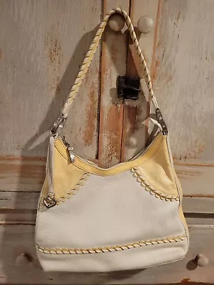 Vintage Brighton Leather Yellow And White Handbag Shoulder Bag Purse • $20