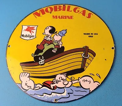 Vintage Mobil Gasoline Porcelain Gas Oil Marine Service Popeye Pegasus Sign • $147.47