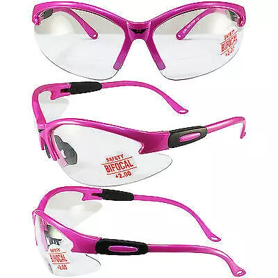 Cougar Reader Lab Safety Glasses +2.0 Magnification Bifocal Cheater PINK Ladies • $13.99