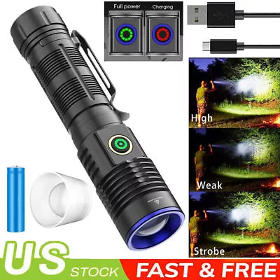 Super Bright 2000000LM LED Flashlight Zoom High Powerful Tactical Torch Lamp USA • $14.72