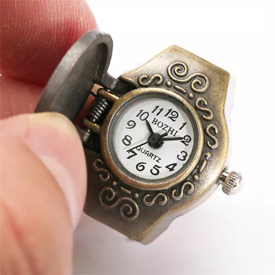 Bronze Mini Small Ring Watch Punk Skull Head Strawhat Luffy Cartoon Finger Watch • $4.55