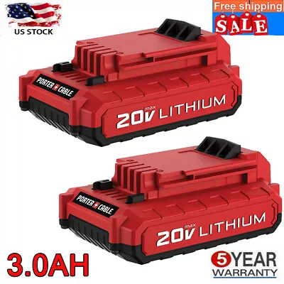 2Pack 3.0Ah For PORTER CABLE 20 Volt Lithium-Ion Battery 20V Max PCC680L PCC685L • $31.98