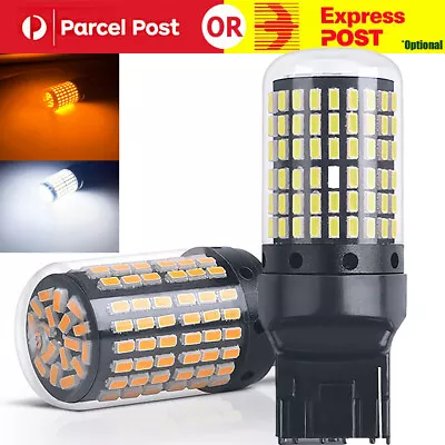2x 7440 T20 LED 144SMD W21W CANBUS Amber Car Turn Signal Light Reverse Lamp Bulb • $10.39