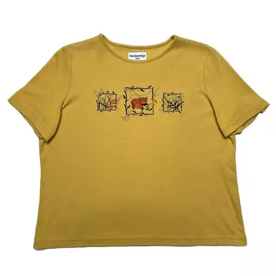 Breckenridge Vintage Fox Cat Tails Embroidered T-Shirt  Yellow Women's PM Nature • $20