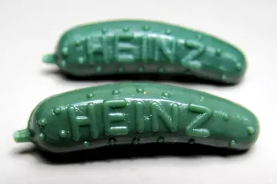 2 Vintage 1960's Green Plastic  HEINZ PICKLE Promotion Advertising Pins • $8.99