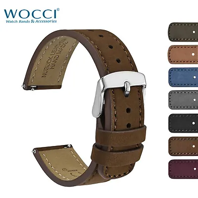 WOCCI Nubuck Top Grain Leather Watch Strap 18mm 19mm 20mm 21mm 22mm Replacement • $28.59