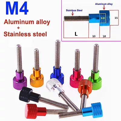 M4 Knurled Thumb Screws 304 Stainless Steel+ Aluminum Alloy Hand Grip Knob Bolts • $3.19