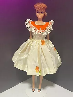 Vintage Handmade Dress For Barbie Orange Flowers Very Nicely Made Snap Closure • $15