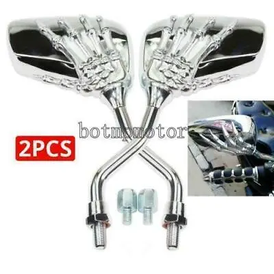 Chrome Skeleton Hand Mirrors For Kawasaki Vulcan 750 800 900 1500 1600 1700 2000 • $26.88