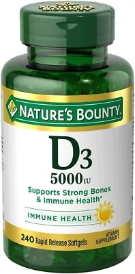 Vitamin D-3 High Potency 5000 IU 240 Rapid Release Softgels Non-GMO D3 D Bone • $20.90