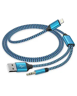 Car Aux Cord For Iphone Lightning To 3.5Mm Male Audio 2-In-1 MFI Certified 4Ft • $9.72