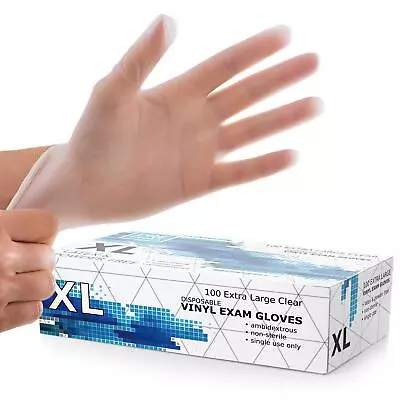 Free Disposable Gloves X Large -100 Pack -Clear Vinyl Exam Gloves • $10.71