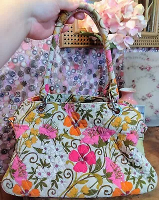 Vera Bradley Cream Floral Quilted Cloth Purse Handbag • $24.99