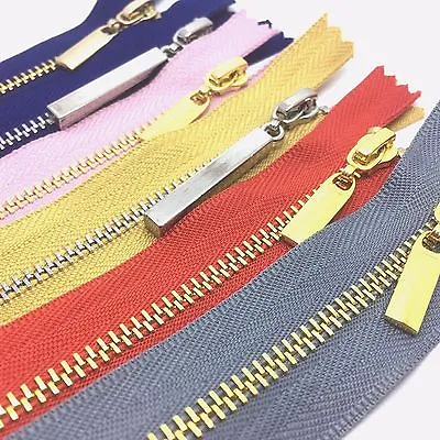 Metal Polished Gold And Silver Teeth No 3 Zips - Closed End - 8 Zip Colours • £4.65