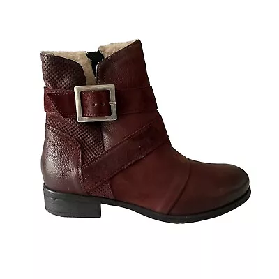 Miz Mooz Sabel Boots Size 37 Red Leather Bohemian Prairie Southwestern Gorpcore • $85