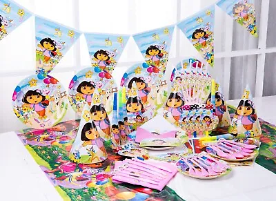 £5.99 • Buy DORA THE EXPLORER PARTY Decorations Cup Tablecloth Plate Cups Fork Banner Hat